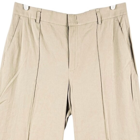 NWT VINCE Women Linen Blend Light Brown Pants w/Pintuck Size 14 Wide Leg $395.00 - Picture 3 of 15